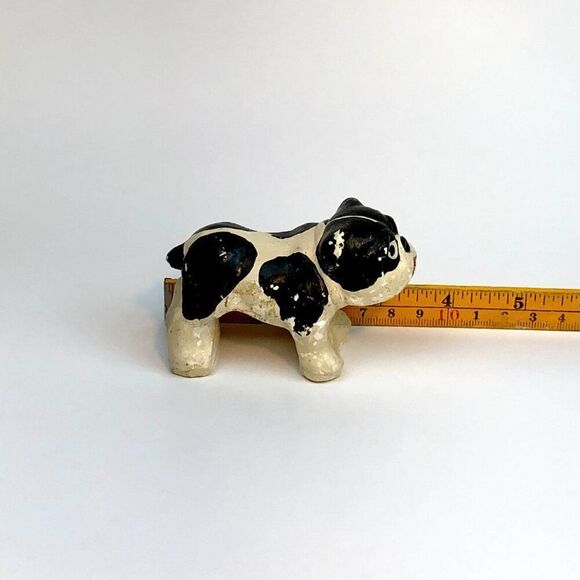 Antique Chalkware French Bulldog / Terrier Figurine β 1900s Carnival Prize Rare - Picture 6 of 11